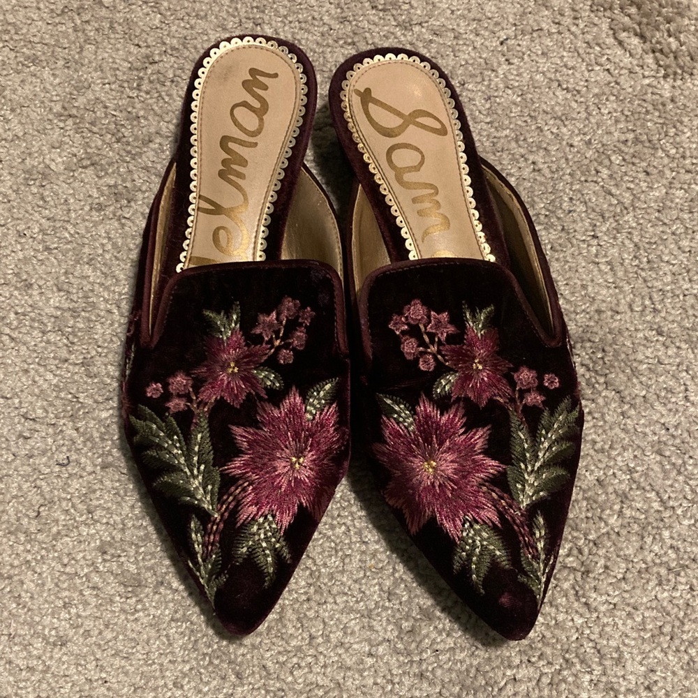 Sam Edelman Burgundy Floral Mules